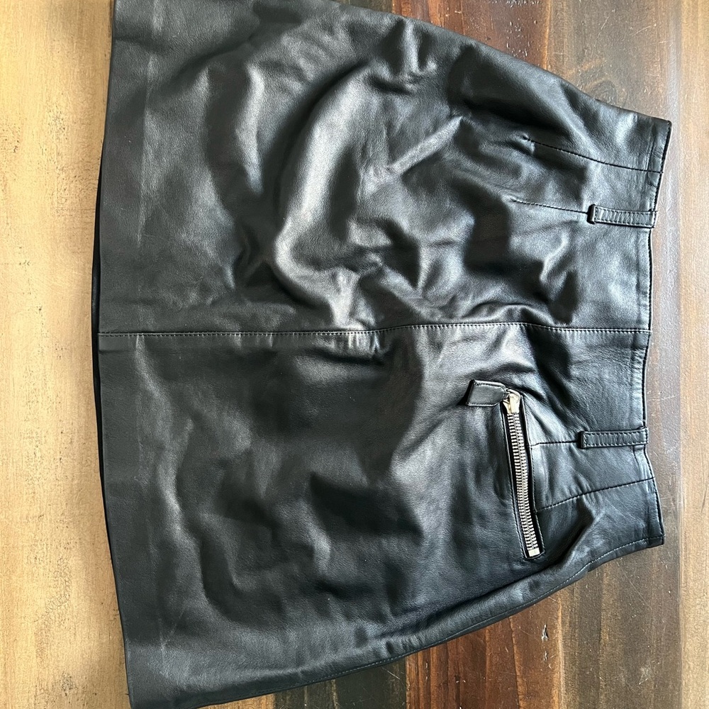 Prada Black Leather Mini Skirt